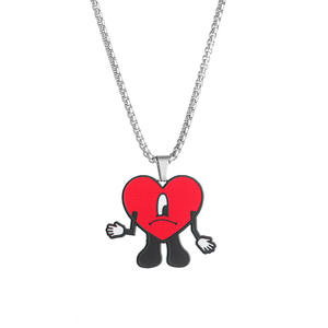 BINSHUO gioielli personalizzati in acciaio inossidabile all'ingrosso personalizzati collana con ciondolo a forma di cuore con stampa colorata Unisex - Product Image 1