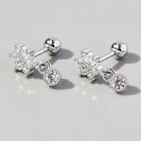 Clous d'oreilles en acier inoxydable 316L 16G à filetage externe, sertis de zircon, plaqués rhodium, hypoallergéniques, bijoux de piercing
