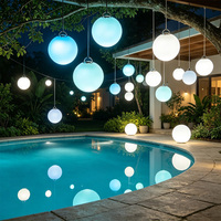 Lámpara LED Colgante de 15CM, Recargable, RGB, IP65, Impermeable, con Control Remoto, para Patio, Piscina, Restaurante, Hogar, Decoración Navideña