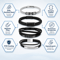 Bracelet en cuir véritable pour homme, personnalisé, avec fermoir magnétique en acier inoxydable plaqué or, vente en gros Forever Season