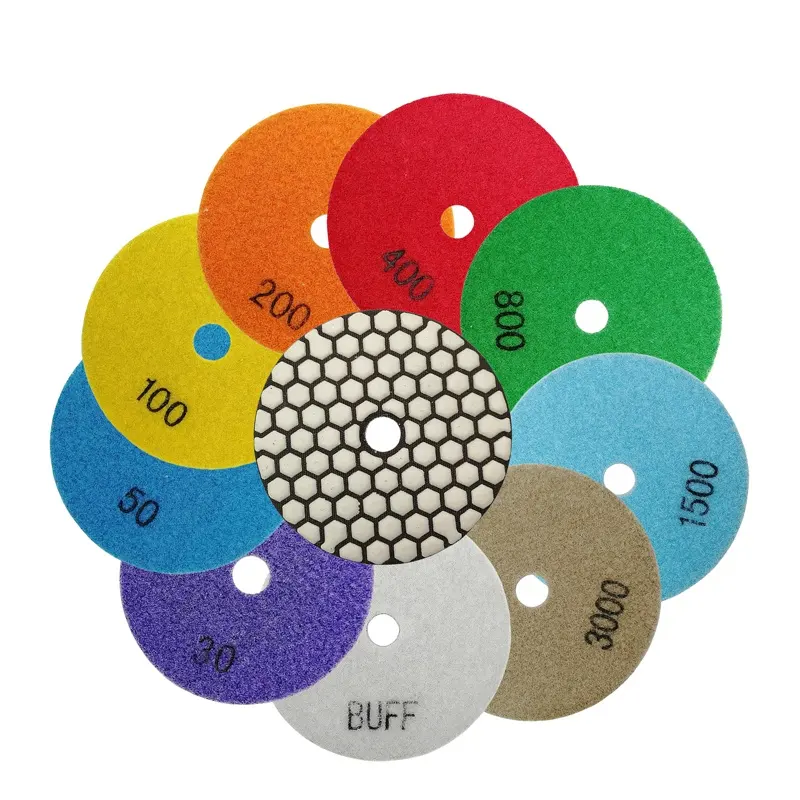 4" 100MM Resin Bond Diamond Dry Flexible Floor Polishing Pads Sanding Disc Grinding Disc for Granite Marble