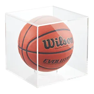 Countertop के लिए घन बॉक्स आयोजक खड़े हो जाओ शोकेस स्पष्ट एक्रिलिक प्रदर्शन के मामले बास्केटबॉल