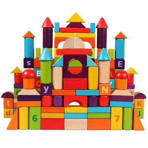 150 kayın ahşap yapı taşları çocuk oyuncakları küp eğitici renk ve geometrik şekiller renkli ahşap küp oyuncaklar - Product Image 1