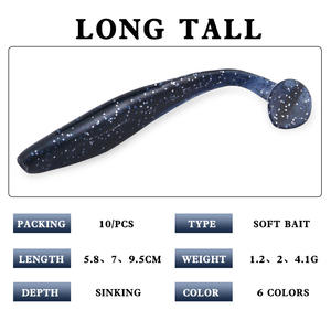 Juego de señuelos blandos con cola en T, 10 piezas en bolsa, para pesca de lubina en agua dulce, señuelos de fondo, de largo alcance, microjigs. - Product Image 5