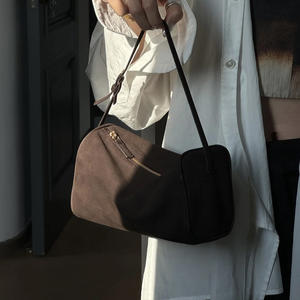 Sac à main en cuir véritable, sac à main en cuir suédé, sac à main à porter sous le bras, mini sac carré Boston, sac cosmétique, sac de transport - Product Image 4