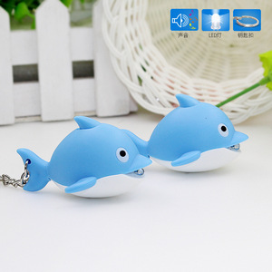 子供のギフト漫画小さなイルカLEDキーチェーン<span class=keywords><strong>PVC</strong></span>プラスチック光と効果音ラブリーシーアニマルキーリングキッズギフト - Product Image 2