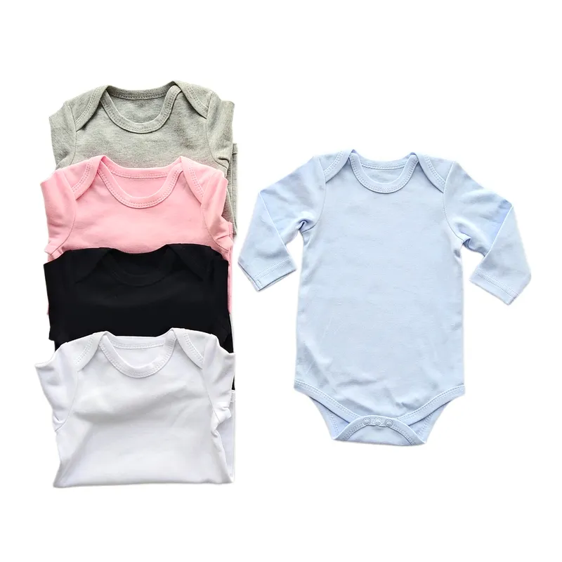 Onesie Baby Clothes Cotton Long Sleeves Snap Fall Bamboo White Pink Girl Boy 0-3 M Blank New Born Baby Clothes
