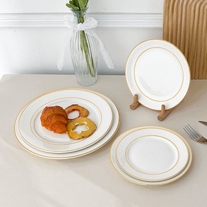 Piatto rotondo in ceramica per cibo occidentale doppio <span class=keywords><strong>disegno</strong></span> in oro con bordo oro creativo bistecca piatto per la <span class=keywords><strong>colazione</strong></span> - Product Image 6