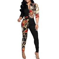 Collection Printemps 2027 : Ensemble Décontracté Imprimé Color-block à Manches Longues et Col pour Femme (Vente en Gros)