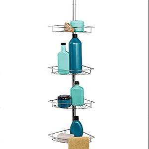 Cesta ajustable con barras de toalla para el hogar, 4 estantes con barra de tensión integrada, carrito de <span class=keywords><strong>Ducha</strong></span> - Product Image 1