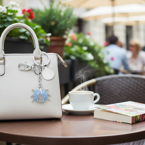 Portachiavi in Pelle Bianco/Azzurro Ladybird - Product Image 3