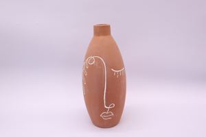 Vase de sol trapu en céramique minimaliste Boho <span class=keywords><strong>visage</strong></span> abstrait avec texture mate pour <span class=keywords><strong>pot</strong></span> de fleurs séchées fraîches Style fausse <span class=keywords><strong>terre</strong></span> <span class=keywords><strong>cuite</strong></span> - Product Image 2