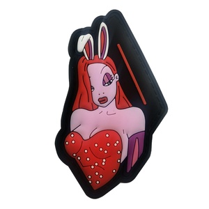 Patch in PVC morbido con gomma, termoadesivo, in ciniglia goffrata, ecologico, con personaggio femminile mascotte ragazza con orecchie da coniglio, sexy - Product Image 1