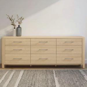 Meubles de chambre à coucher de haute qualité, couleur personnalisable, design américain moderne, commode à 9 tiroirs en chêne - Product Image 3