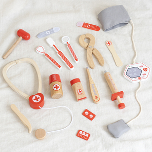 Ensemble de jouets de jeu de rôle de dentiste, kit médical éducatif en bois avec sac en tissu, kit de docteur <span class=keywords><strong>pour</strong></span> les tout-petits - Product Image 5