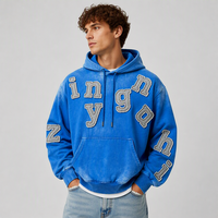 Hoodie Homme Personnalisé Streetwear Effet Vieilli Délavé Broderie Appliquée et Patches Effet Soleil – Collection Complète
