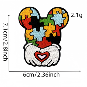 Atacado <span class=keywords><strong>Rainbow</strong></span>-Colored Iron-on Embroidery <span class=keywords><strong>Patches</strong></span> New Autismo Care Tema para Vestuário & Chapéus Material de Tecido New Design Felt - Product Image 6