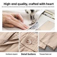 Pantalon décontracté pour homme style Old Money, léger, en lyocell et lin, taille mi-haute élastique, coupe droite ample, Cleanfit 2025