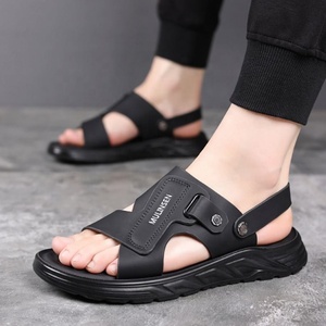 Sandalias de Verano para Hombre: Zapatos de Playa Casuales de Cuero Genuino para Hombre, Uso en Exteriores, Chanclas de Doble Uso con Suela Suave Antideslizante, Sui - Product Image 5