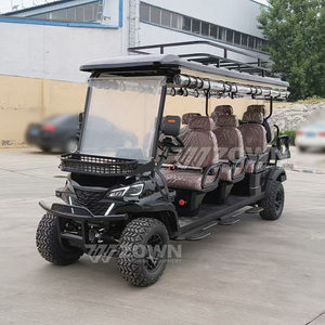 Carrito de golf eléctrico negro de 8 plazas con techo elevado, portaequipajes y cesta de almacenamiento frontal - Product Image 4