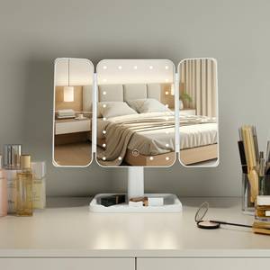 Nhà máy cung cấp Dimmable có thể điều chỉnh thắp sáng LED gấp trifold <span class=keywords><strong>Magnifying</strong></span> trang điểm gương Tabletop <span class=keywords><strong>Vanity</strong></span> gương với ánh sáng - Product Image 1