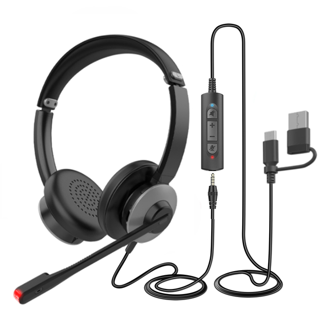 Best Selling USB Headphone Wired Call Center Headset Computer Laptop Telephone Headset With ENC Noise Canceling Microphone