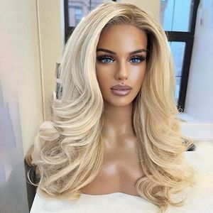 Perruques 100% personnalisées en <span class=keywords><strong>cheveux</strong></span> humains européens, couleur blonde avec mèches, lisses comme des baguettes, style Deep Wave, avec dentelle frontale 13*4, <span class=keywords><strong>cheveux</strong></span> brésiliens - Product Image 1