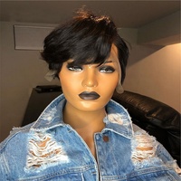 Perruques en dentelle frontale 100 % cheveux humains vierges brésiliens pour femmes noires, coupe pixie courte