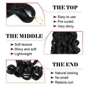 Boucles françaises de 24 pouces Grandes boucles Tressage Extensions de cheveux Fibre haute température Vague lâche Crochet Style africain Big Wave - Product Image 5