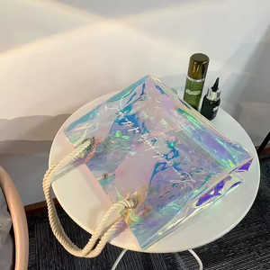 Bolsa de Mano de Moda para Mujer, de Lujo, con Logotipo Personalizado, Color Beige y Negro, Cierre de Hebilla de PVC, Transparente, para Deportes al Aire Libre - Product Image 6