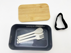 Boîte à bento portable la plus tendance, étanche, en bois, avec couvercle en <span class=keywords><strong>bambou</strong></span> et couverts, en <span class=keywords><strong>fibre</strong></span> <span class=keywords><strong>de</strong></span> plastique, pour adultes - Product Image 3