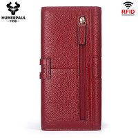Dompet Wanita Kulit Asli Chains, Model Bifold, Anti RFID, Lapisan Poliester Lembut, Kasual, Untuk Perjalanan dan Bisnis,  Cocok untuk Menyimpan Uang Tunai