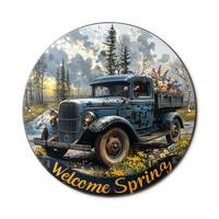 Vente en gros de plaques métalliques rondes personnalisées de 30cm Planches Voiture Bière Poulet Chien Animal Plaque en fer blanc Bar Maison Publicité Décoration murale