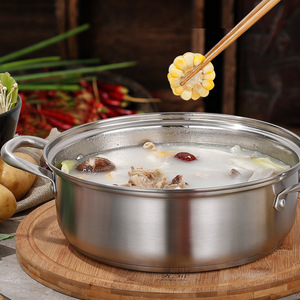 Nồi inox 304 đáy đôi dày, nắp dày, dùng nấu lẩu, súp, shabu shabu, gia dụng, không dùng được trên bếp từ - Product Image 3