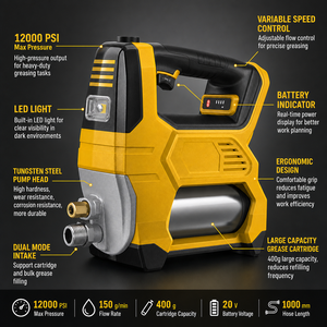Pistolet à <span class=keywords><strong>graisse</strong></span> électrique sans balais haute pression industriel 12000 PSI, 21V sans fil, capacité 600cc pour engins lourds et excavatrices - Product Image 3