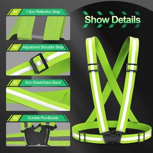 <span class=keywords><strong>Gilet</strong></span> réfléchissant pour la course à pied, lot de 2 gilets de sécurité haute visibilité pour le cyclisme, le jogging, la course à pied, la marche, réglables pour hommes, femmes et enfants - Product Image 2