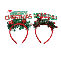 Serre-tête créatif Père Noël à paillettes et lettres, 15 cm, en tissu, pour enfants et adultes, décoration de fête festive, vente en gros