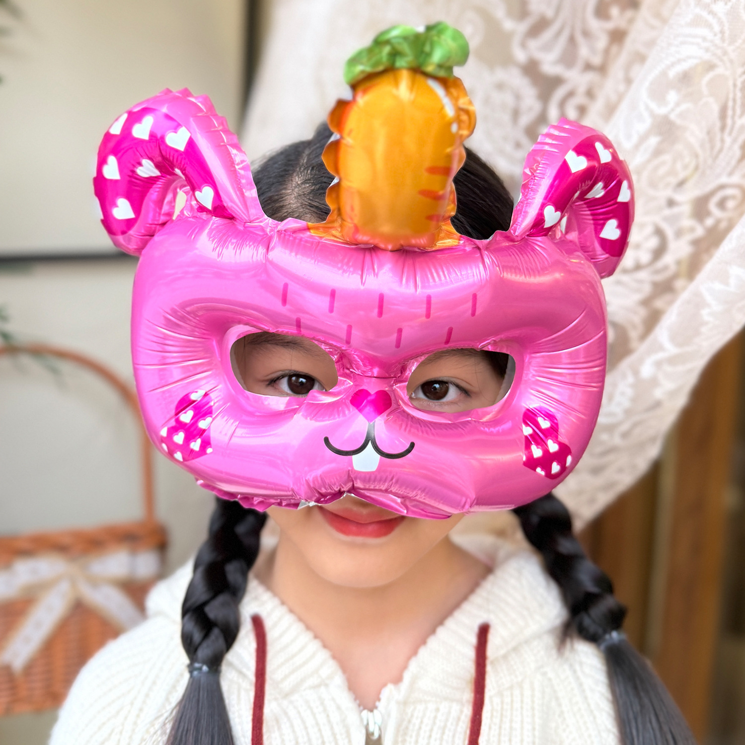 Pink carrot bunny animal mask