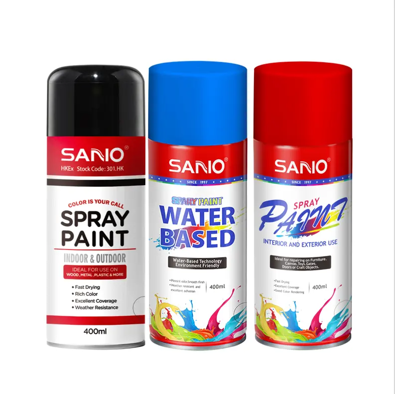 SANVO Aerosol lucido vernice Spray di colore della cina fornitore con il prezzo all'ingrosso in bottiglia Graffiti 400ml vernice acrilica per auto