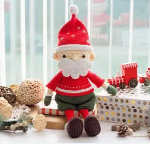 Toptan organik pamuk tığ Santa karakter noel hediyesi oyuncak el yapımı dolması kardan adam ve ren geyiği oyuncaklar çocuklar için