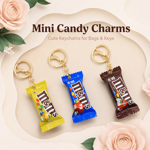 พวงกุญแจช็อกโกแลตจำลองพลาสติก M&Ms ขนมหวาน สนิกเกอร์ส สกิทเทิลส์ สไตล์จีน ของขวัญกาชาปอง - Product Image 4