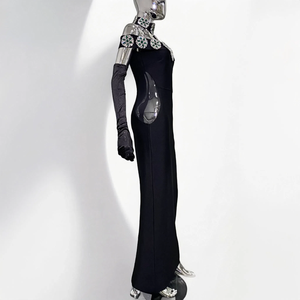 Nuova Tendenza 2024 Abito da Sera da Donna per Feste Elegante e Formale <span class=keywords><strong>con</strong></span> Strass e <span class=keywords><strong>Guanti</strong></span> - Product Image 4