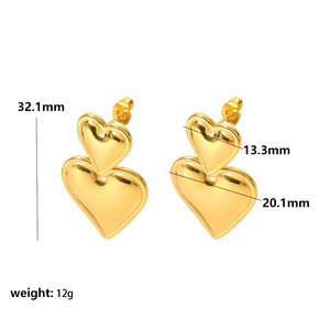 Pendientes colgantes de acero inoxidable en forma de corazón para mujer, joyería de moda para fiesta Te6003 - Product Image 5