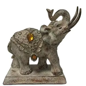 Cabeza de ciervo de madera para decoración de escritorio, escultura de resina realista para decoración de pared, estilo del sudeste asiático, adornos de animales salvajes gratis