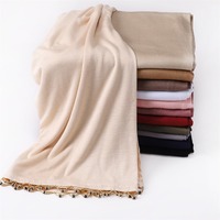 NOUVEAU Hijab en jersey de coton perlé avec broderie chaîne dorée, garniture en cristal extensible, léger, pour femme musulmane, usage quotidien, modeste
