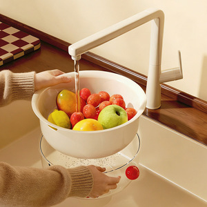 Double Layer Food Grade Sink Basket Round Vegetable Washing Colander For Kitchen Use - Product Image 1