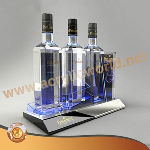 Wholesale Tabletop LED Liquor Display Stand Custom Illuminated Acrylic Bottle Rack with Logo for <b>Bars</b> and Liquor Stores - Product Image 4