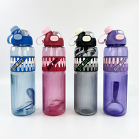 Grande bouteille d'eau de sport d'une capacité de 1L avec couvercle en paille étanche pour randonnée, gym, camping, utilisation durable en extérieur