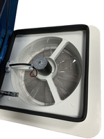 Ventilateur de toit manuel en plastique neuf et pas cher de 14 pouces pour camping-car, avec moustiquaire et lumière pour caravane