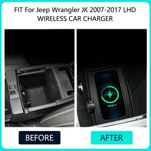 Icreative Chargeur de voiture sans fil à charge rapide 15W avec indicateur LED pour Jeep Wrangler JK 2007-2017 Console centrale - Product Image 3